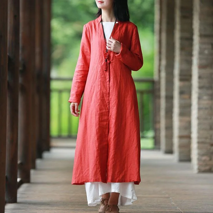 Modern v neck Fine clothes red loose coats fall