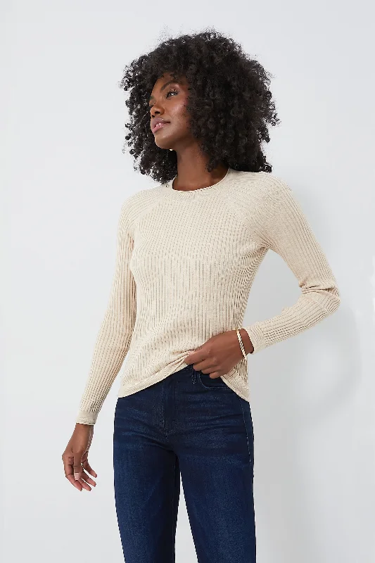 Sand Ribbed Crewneck Sweater