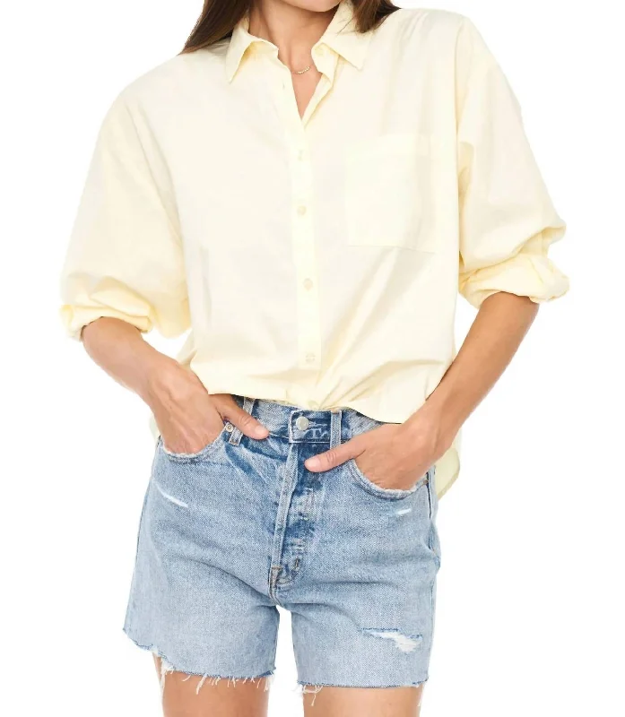 Sloan Oversized Button Down Shirt In Butter Yellow