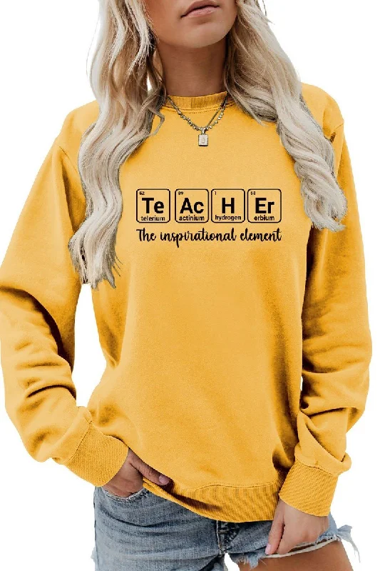 WOMEN TEACHER PRINTING LOOSE FIT PULLOVER T SHIRT