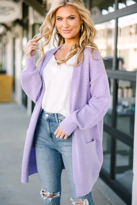 What A Dream Lavender Purple Bubble Sleeve Cardigan